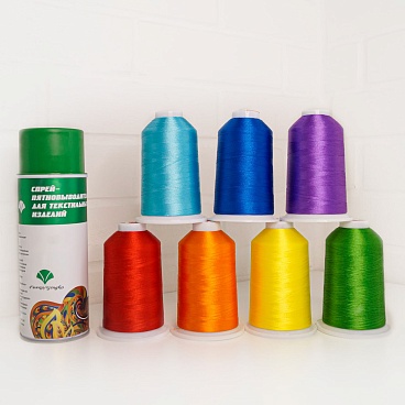 Набор для вышивки Гинко/Gingko 5000м Полиэстер(7шт) №8 "Радуга"+Пятновыводитель Gingko 450 мл